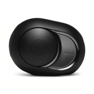 Black wireless speaker with modern design