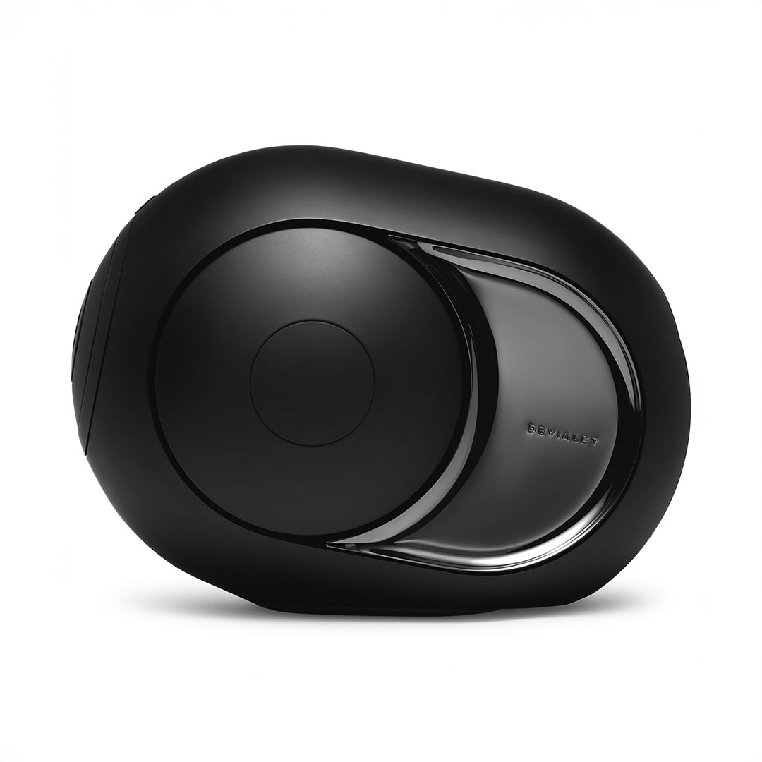 Black wireless speaker with modern design