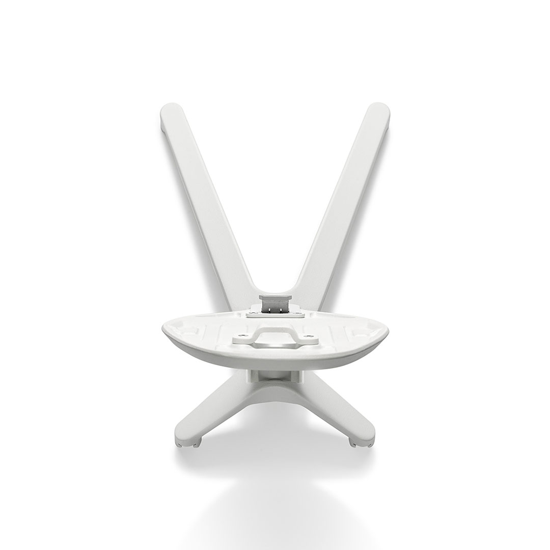 White chair base with V-shaped legs.
