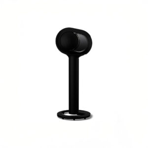 Black speaker on a stand