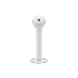 White speaker on a tall stand
