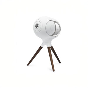 Modern white speaker on tripod stand