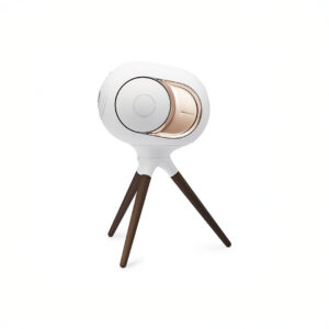 Modern speaker on stylish tripod stand