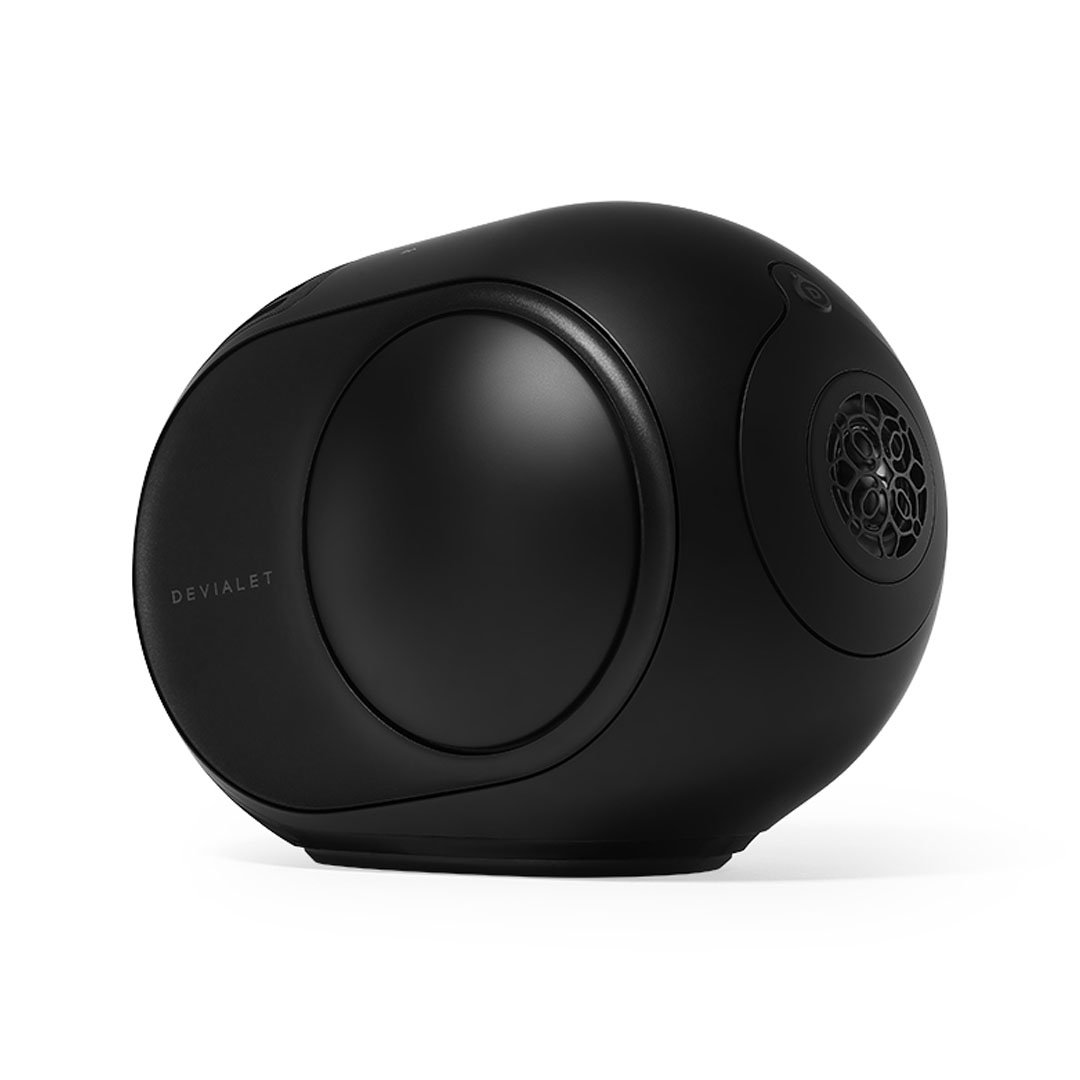Black modern wireless speaker with sleek design