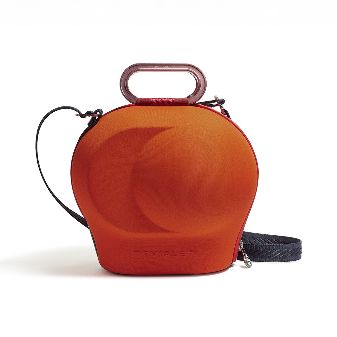 Red speaker bag with handle and strap