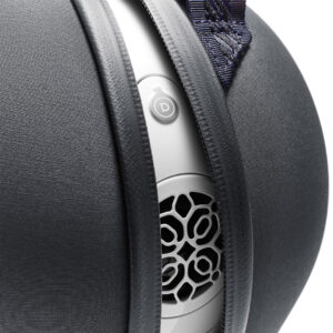 Close-up of a modern speaker in a case