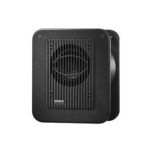 Genelec subwoofer with modern black design.