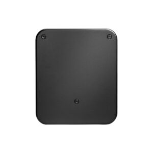 Black wall-mounted device with screws visible.