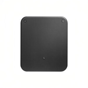 Black square electronic device on white background.