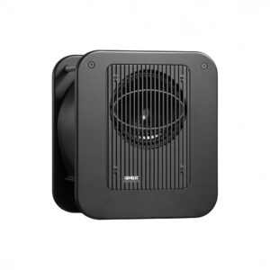 Black subwoofer speaker with vertical grille.