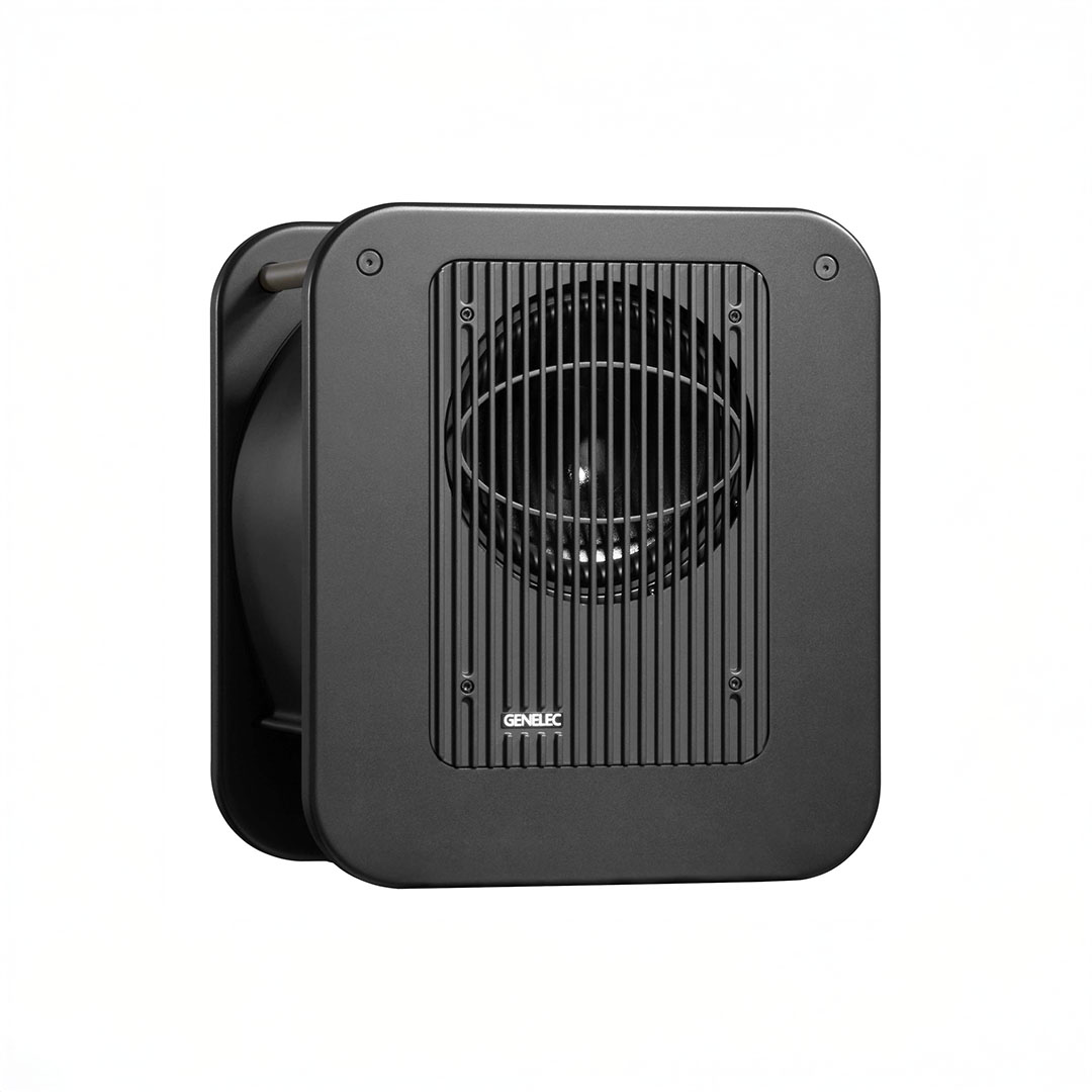Black subwoofer speaker with vertical grille.
