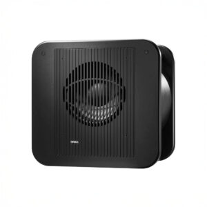 Black speaker with front grille