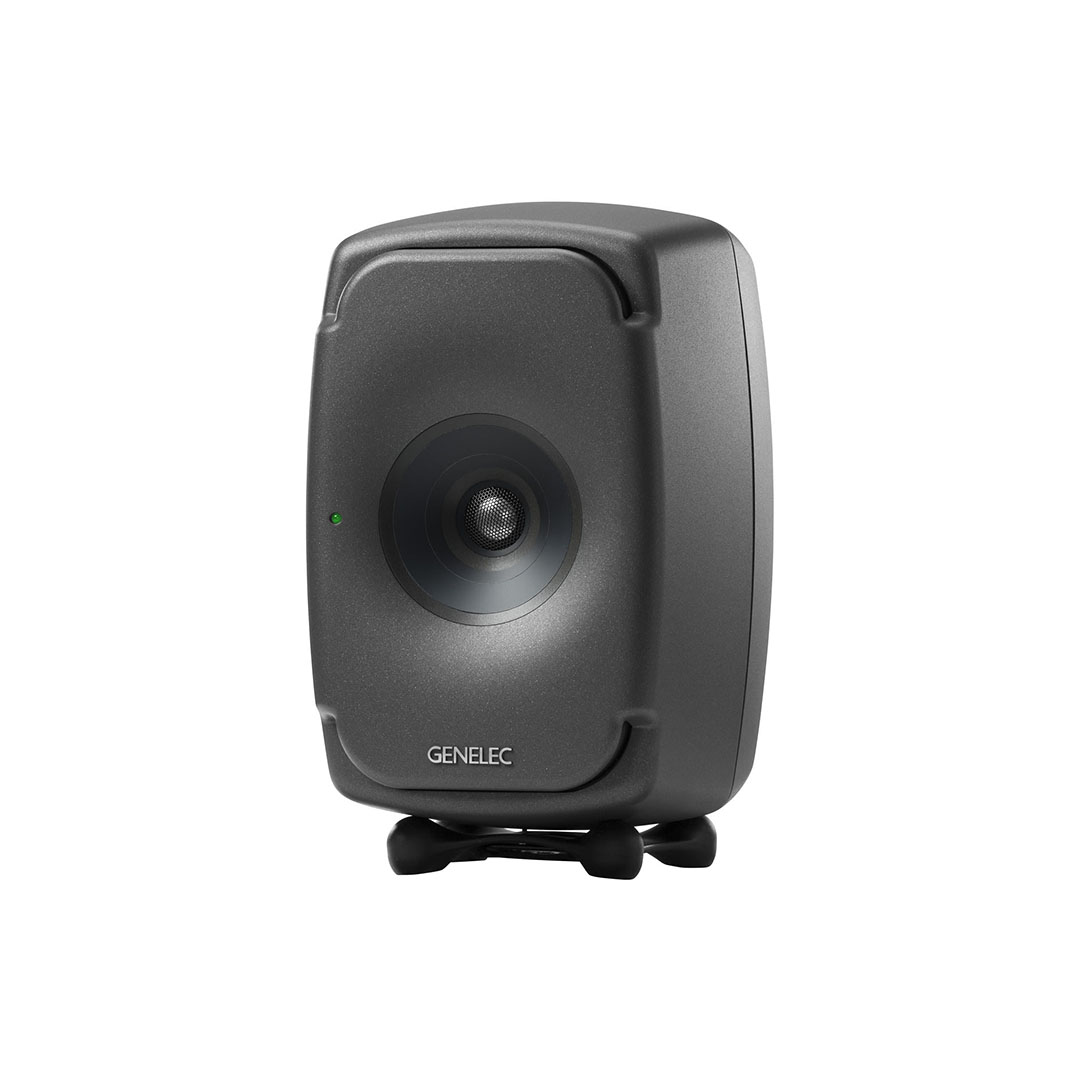 Genelec studio monitor speaker, black color, isolated