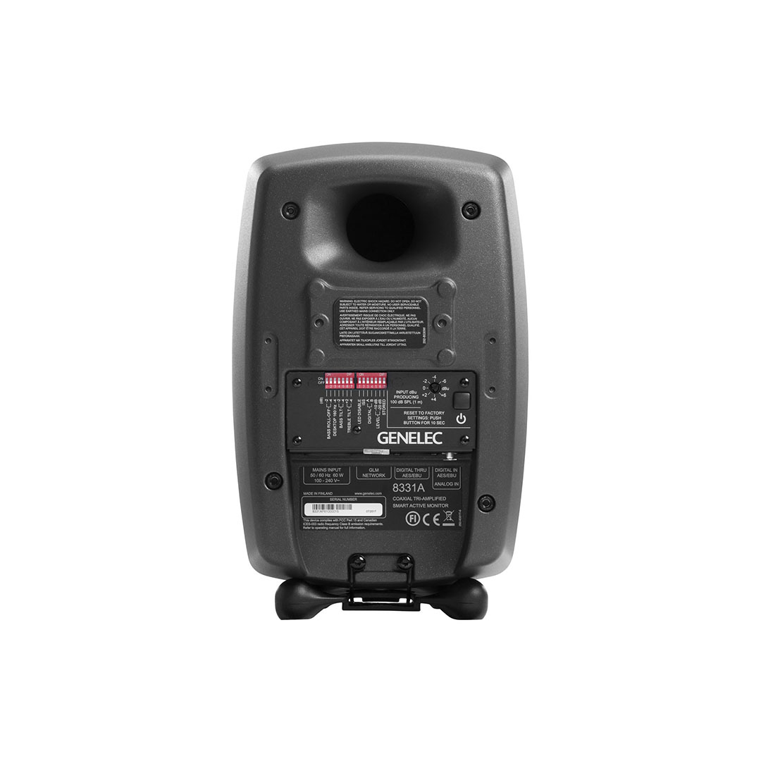 Back panel of Genelec speaker with controls