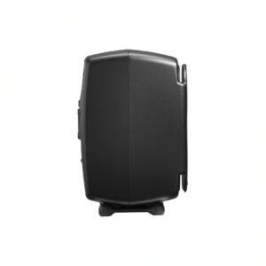 Side view of black portable speaker