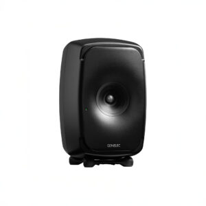 Black professional studio speaker on stand