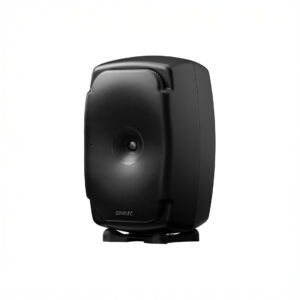 Black Genelec speaker, modern design