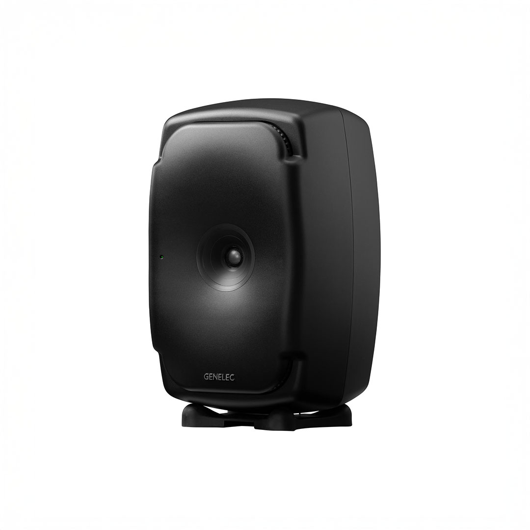 Black Genelec speaker, modern design