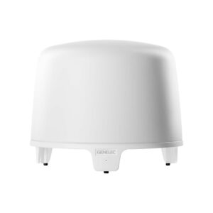 White Genelec studio subwoofer front view