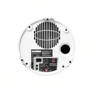 Back view of subwoofer with ports and labels.