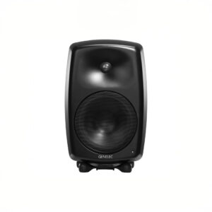 Black studio monitor speaker front view