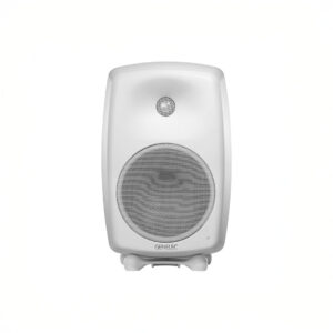 White studio monitor speaker front view