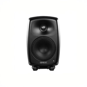 Black studio monitor speaker front view