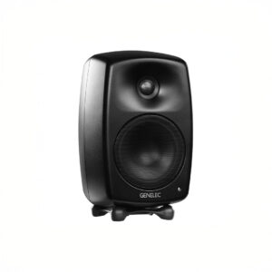 Black Genelec speaker with sleek design