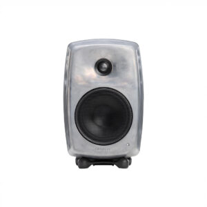 Silver studio monitor speaker front view