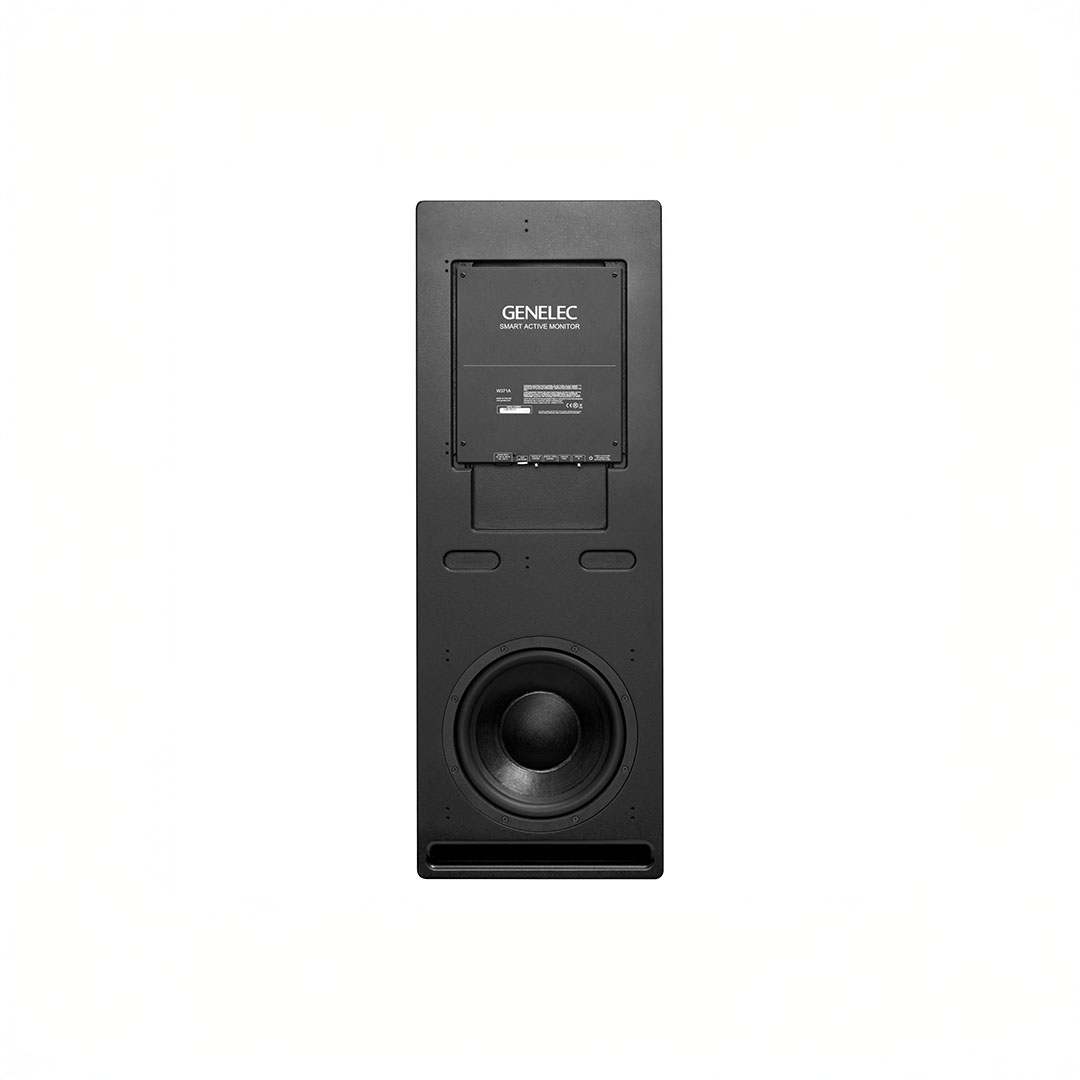 Genelec wall-mounted professional audio monitor speaker.