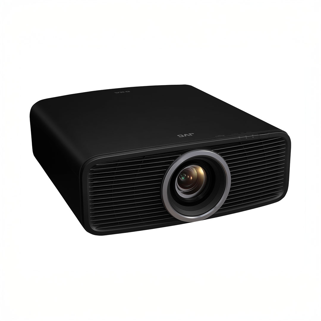 Black home theater projector with lens