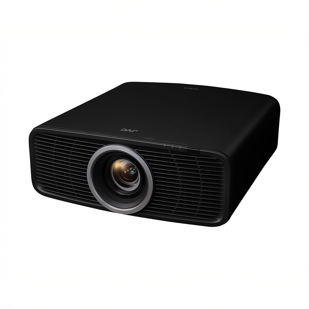 Black JVC projector for home theater use.