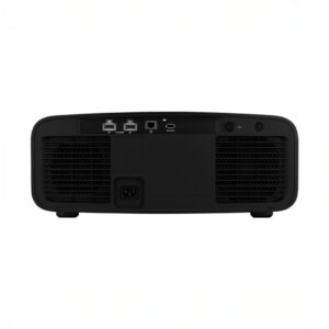 Back view of black projector with ports