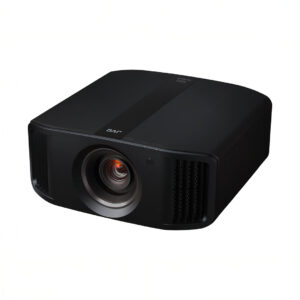 Black JVC projector on white background