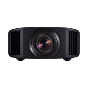 High-resolution black projector with central lens