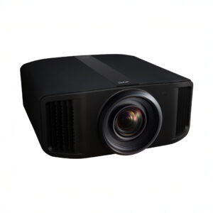 Black multimedia projector with lens focus