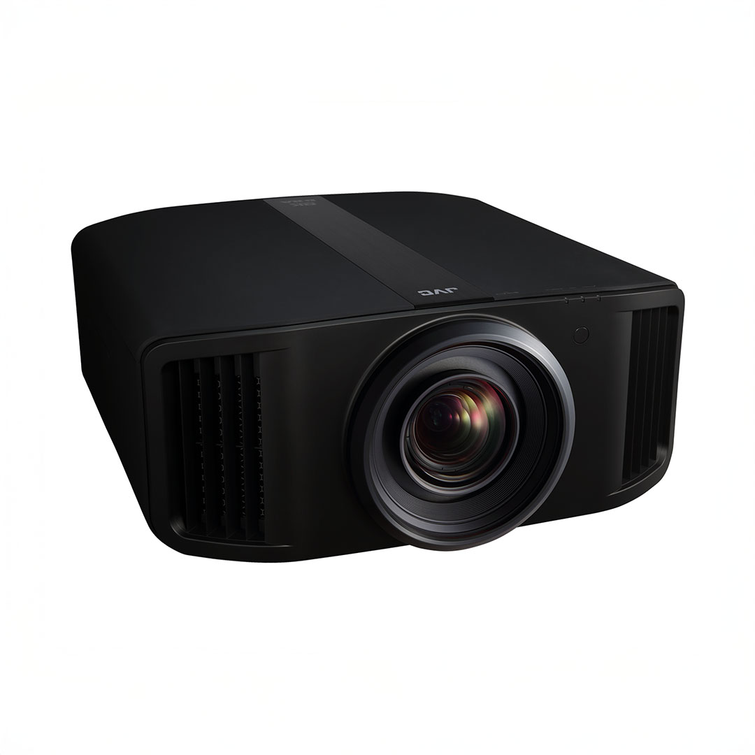 Black multimedia projector with lens focus