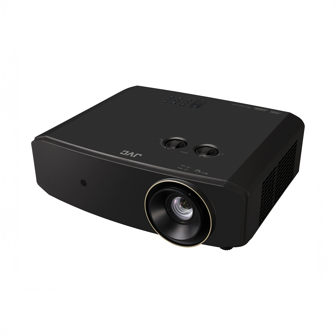 Black home theater projector with lens
