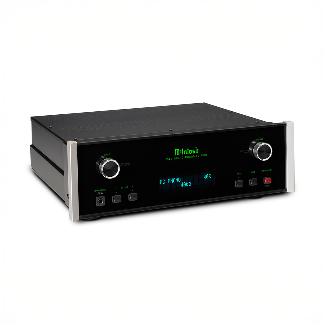 McIntosh audio preamplifier with digital display.