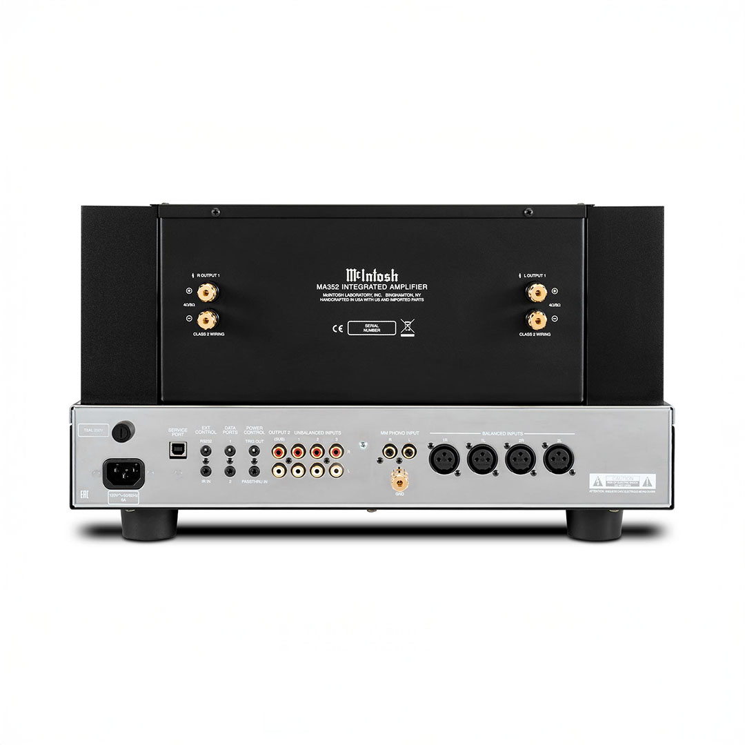 Rear view of McIntosh MA352 integrated amplifier.