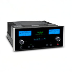 McIntosh MA7200 integrated amplifier, black with blue displays.