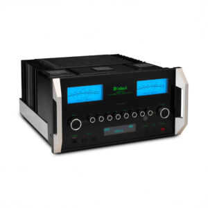 High-end integrated amplifier with blue meters.