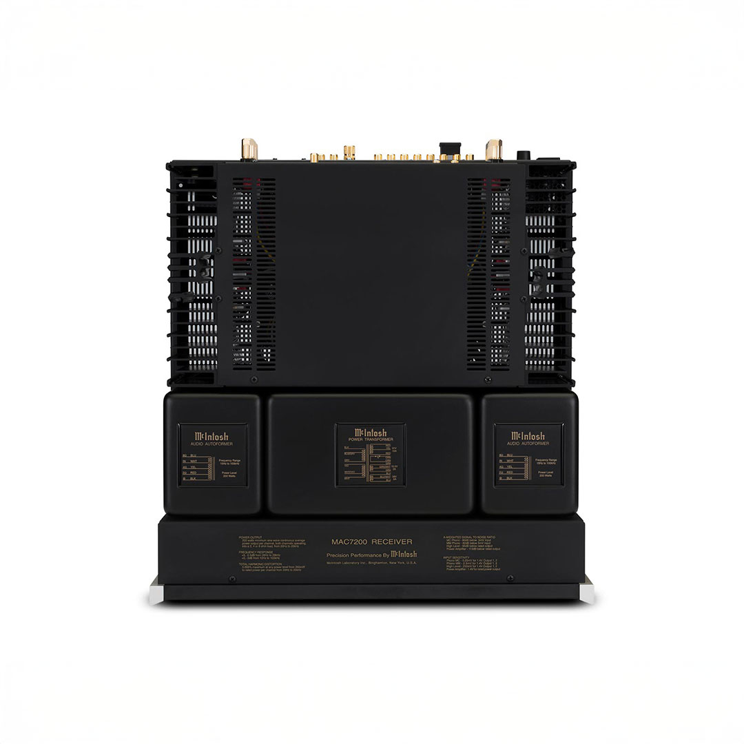 Back view of McIntosh audio amplifier