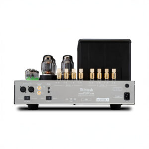 Rear view of McIntosh power amplifier with tubes.