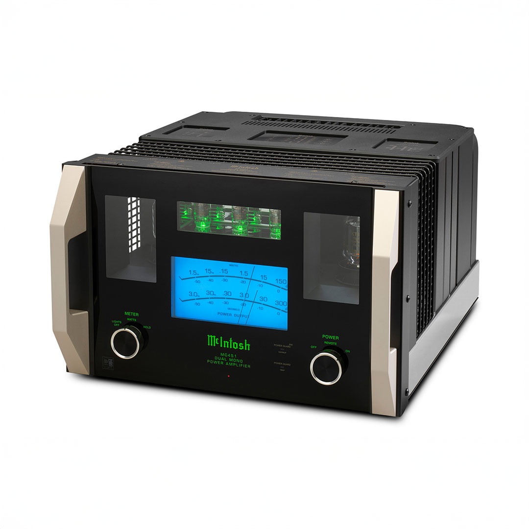 High-end audio power amplifier with blue display