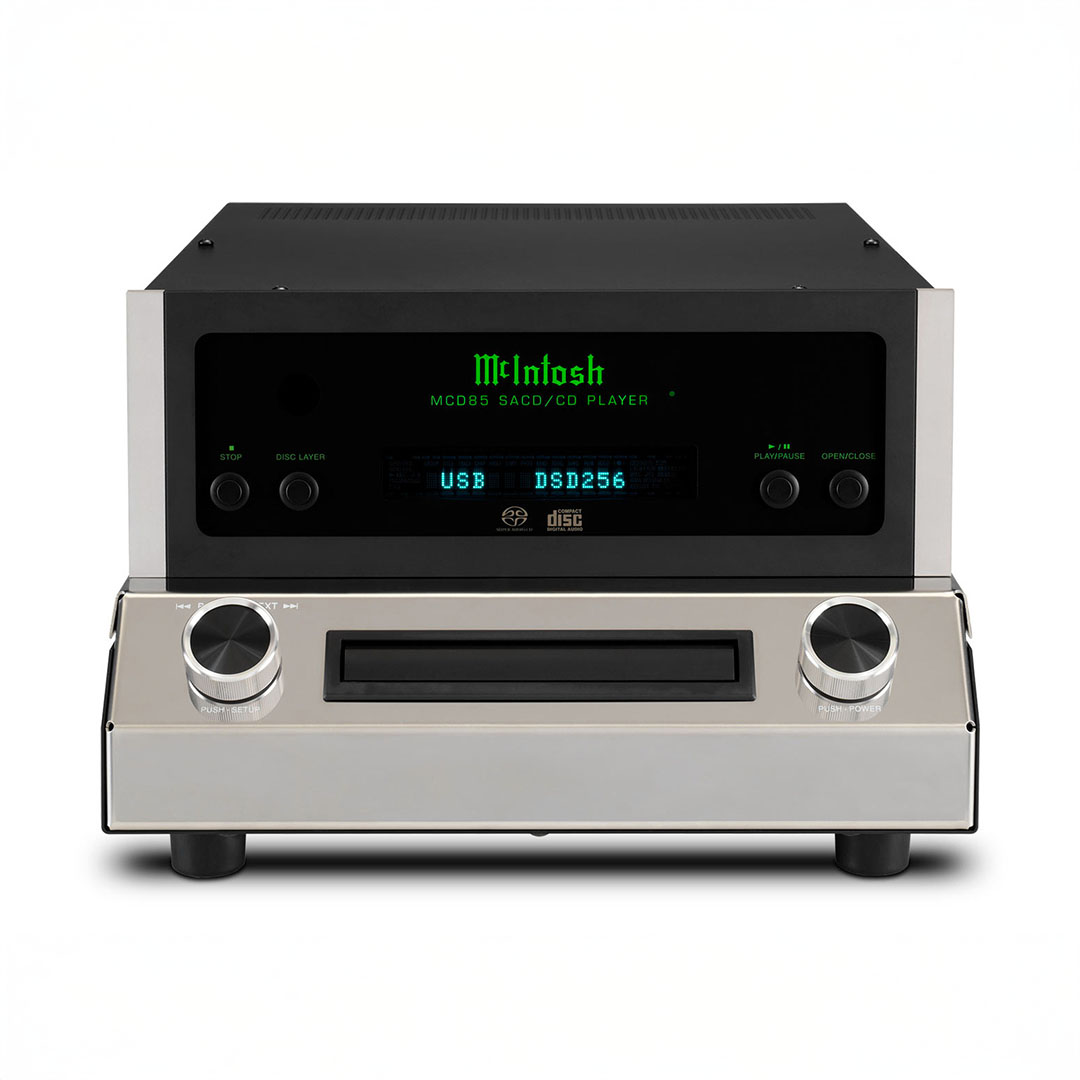 McIntosh SACD/CD player with USB input display.