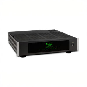Black power amplifier with green display lights