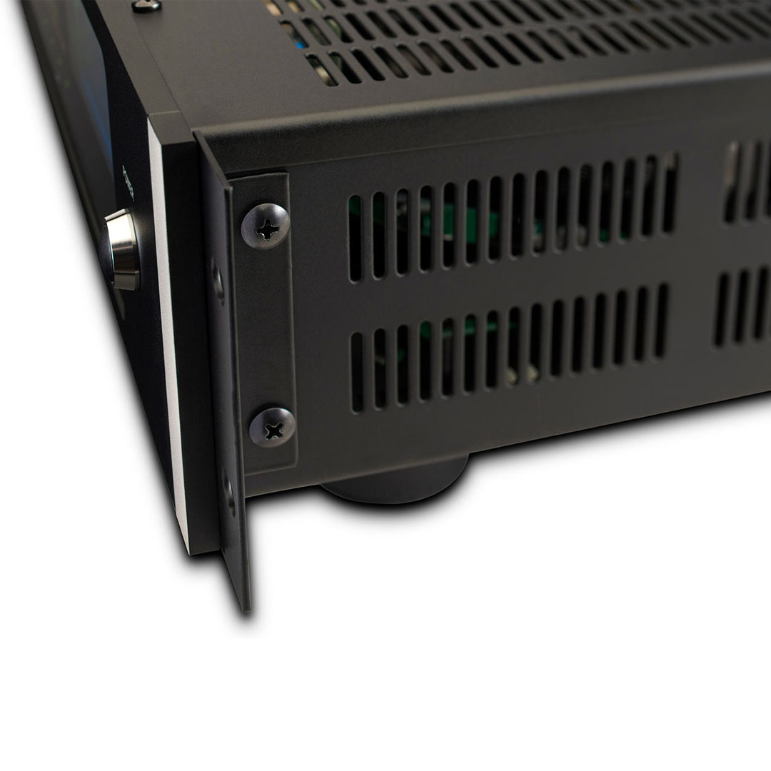 Close-up of electronic device's ventilated side panel