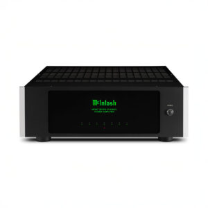 Black seven-channel power amplifier front view