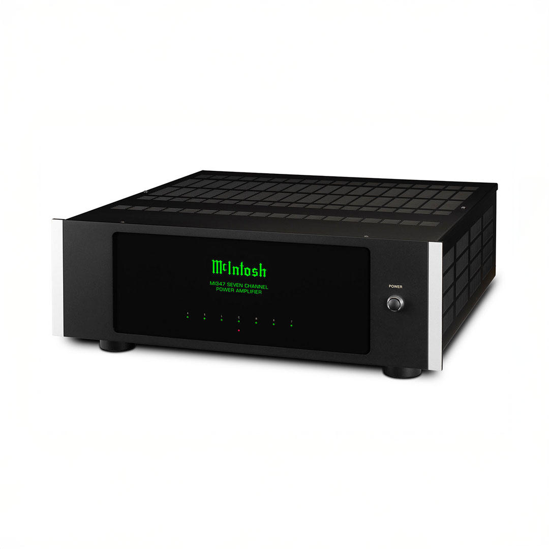 McIntosh seven-channel power amplifier, black.